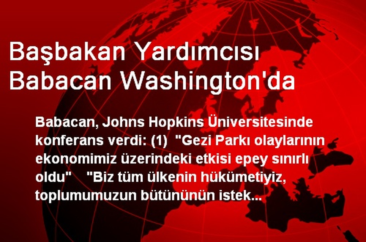 Başbakan Yardımcısı Babacan Washington\'da