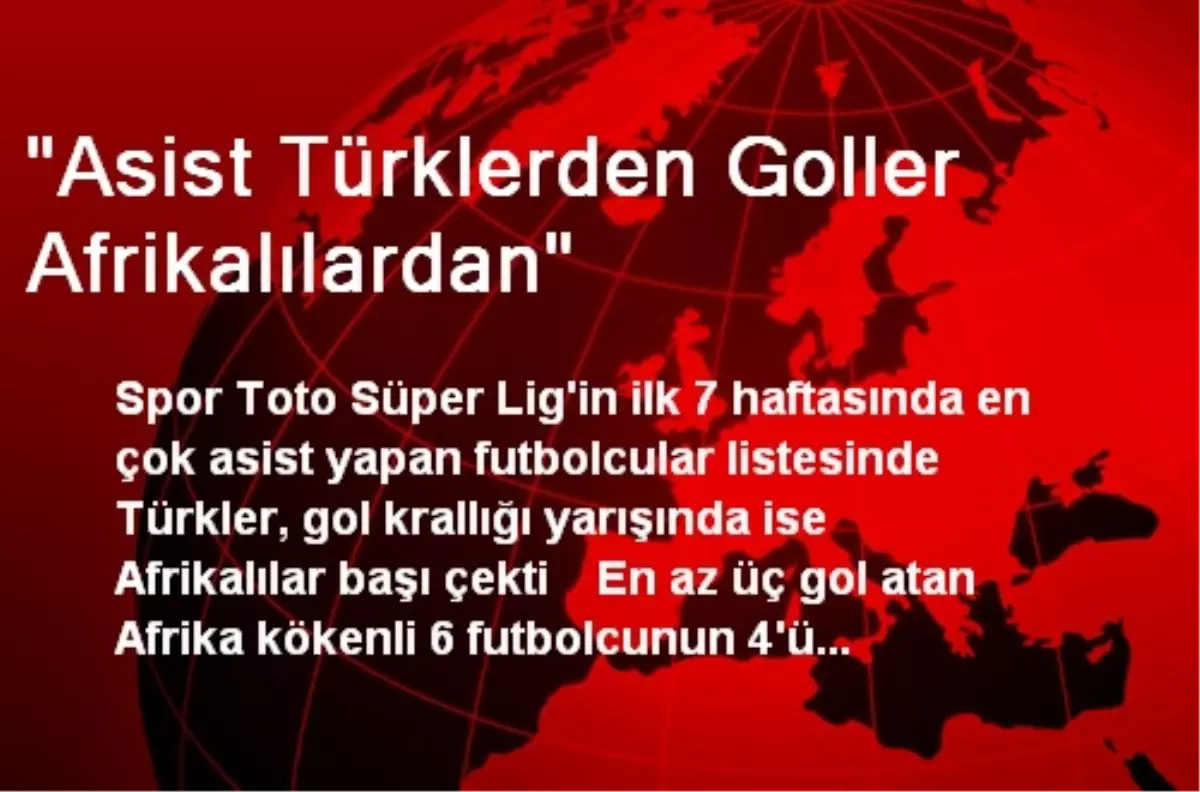 "Asist Türklerden Goller Afrikalılardan"