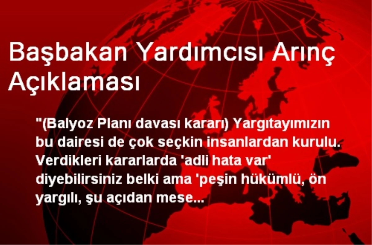 Başbakan Yardımcısı Arınç Açıklaması