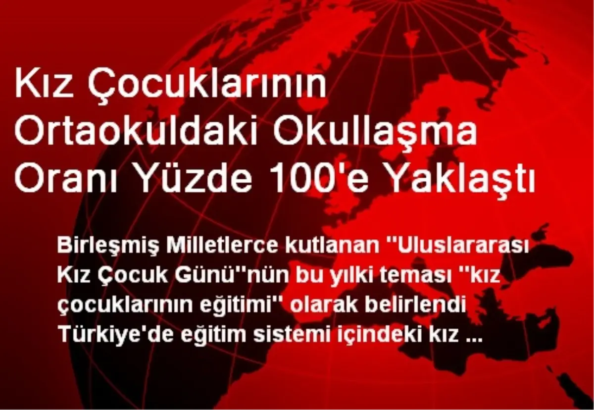 Kız Çocuklarının Ortaokuldaki Okullaşma Oranı Yüzde 100\'e Yaklaştı