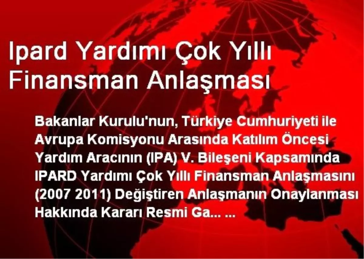 Ipard Yardımı Çok Yıllı Finansman Anlaşması