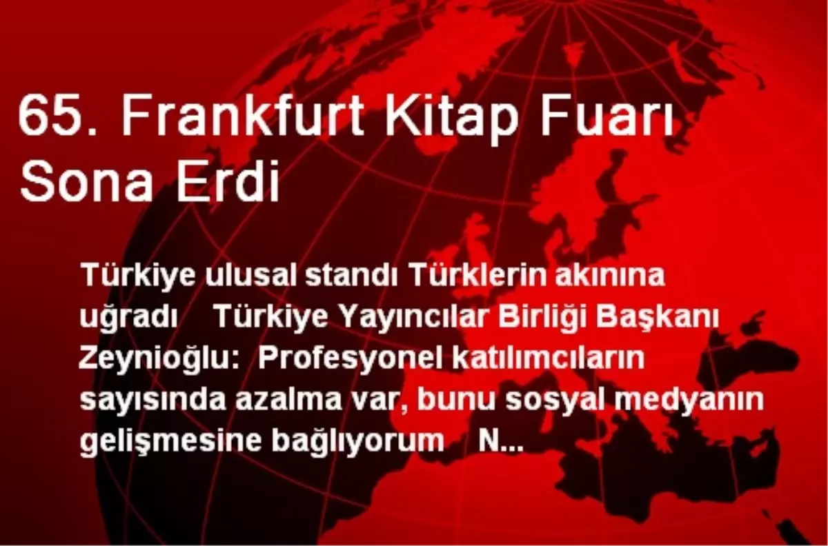 65. Frankfurt Kitap Fuarı Sona Erdi