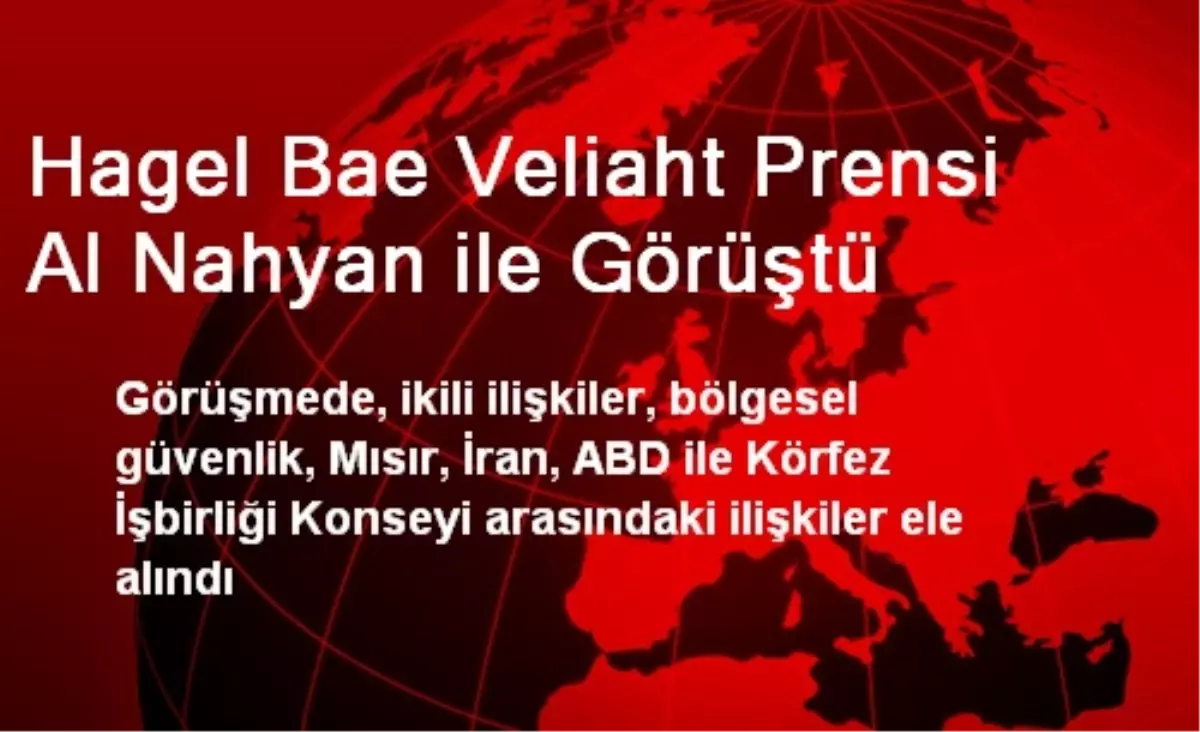 Hagel Bae Veliaht Prensi Al Nahyan ile Görüştü