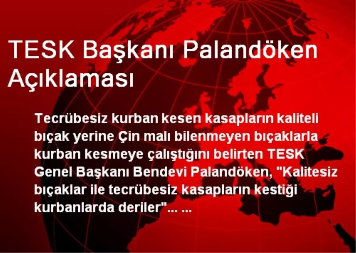 TESK Başkanı Palandöken Açıklaması