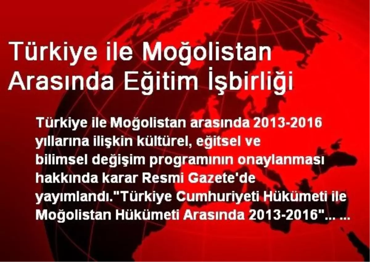 Türkiye ile Moğolistan Arasında Eğitim İşbirliği