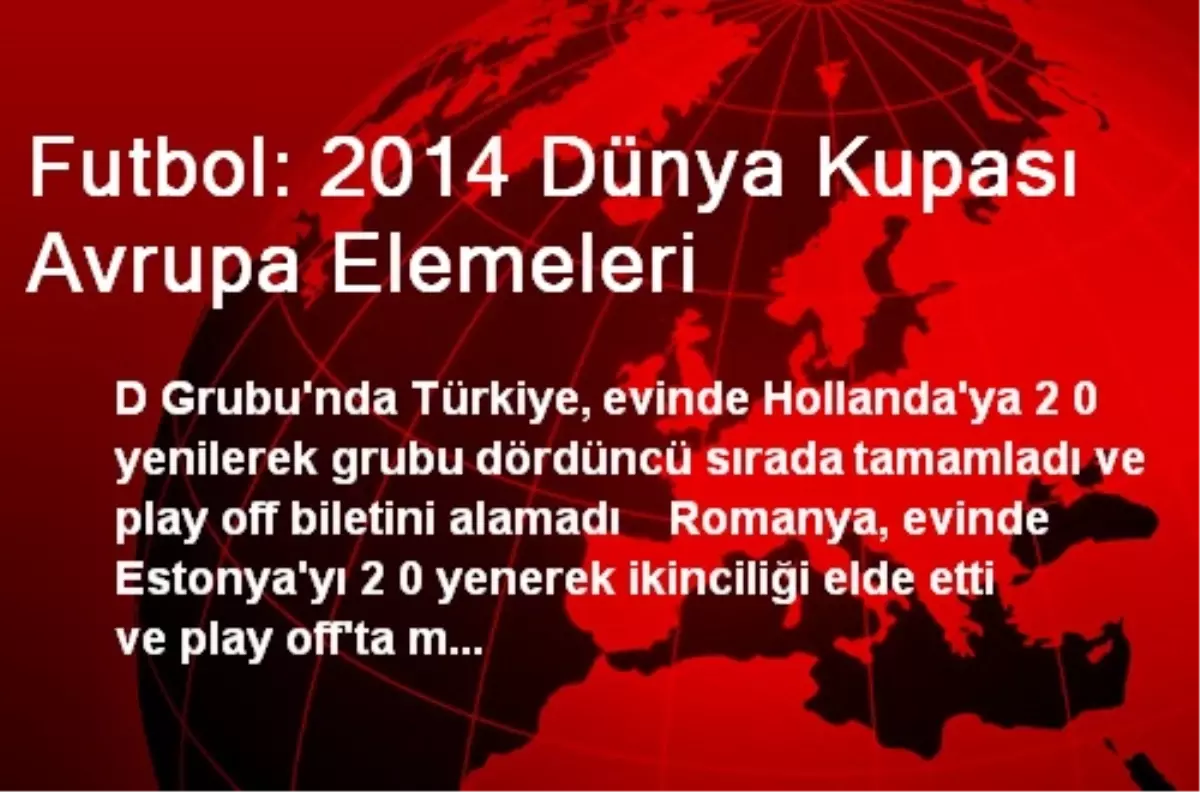 Futbol: 2014 Dünya Kupası Avrupa Elemeleri