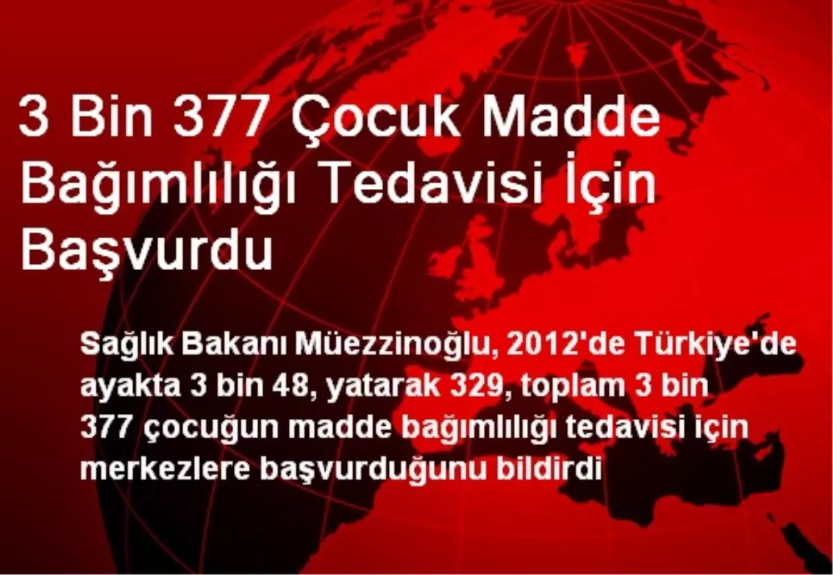 3 Bin 377 Çocuk Madde Bağımlılığı Tedavisi İçin Başvurdu