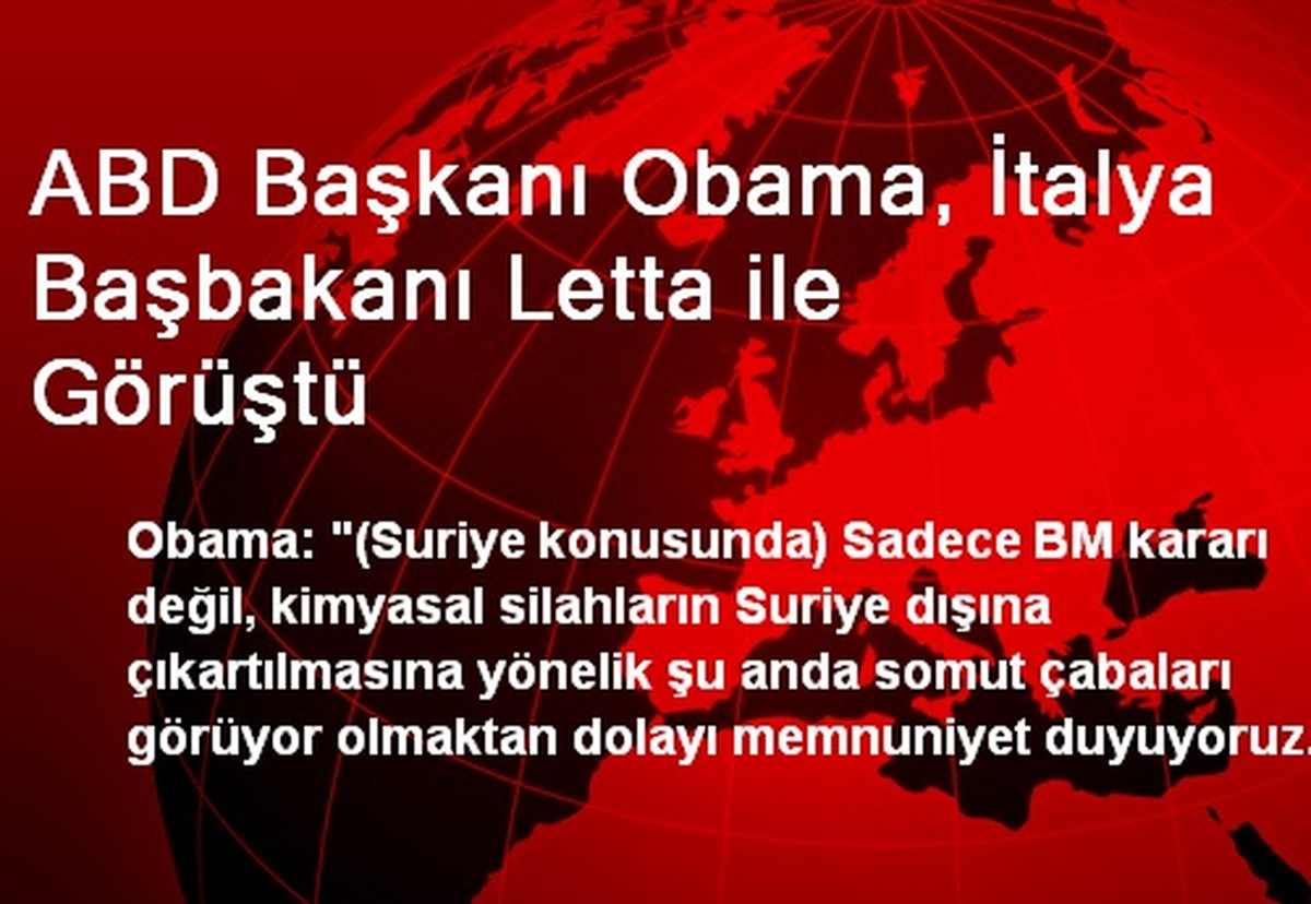 ABD Başkanı Obama, İtalya Başbakanı Letta ile Görüştü