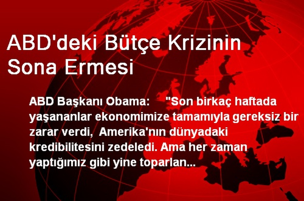 ABD\'deki Bütçe Krizinin Sona Ermesi