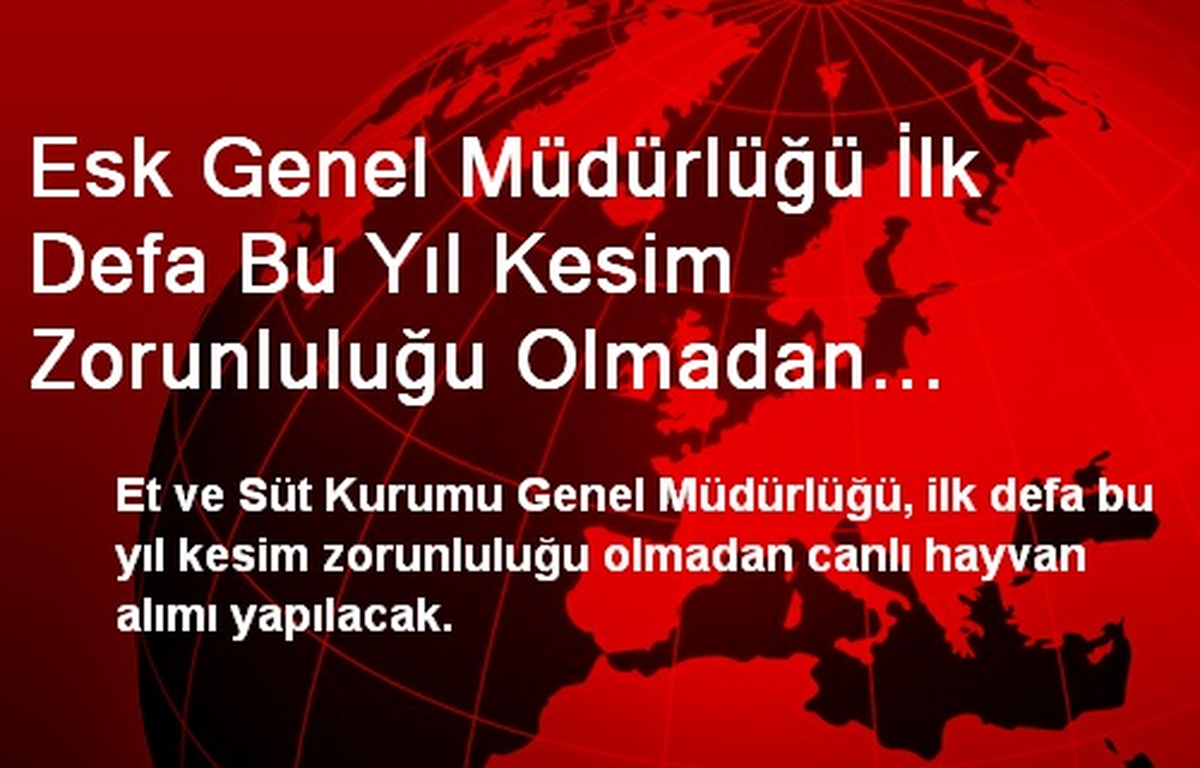 Esk Genel Müdürlüğü İlk Defa Bu Yıl Kesim Zorunluluğu Olmadan Besiciden Canlı Hayvan Alımı Yapacak