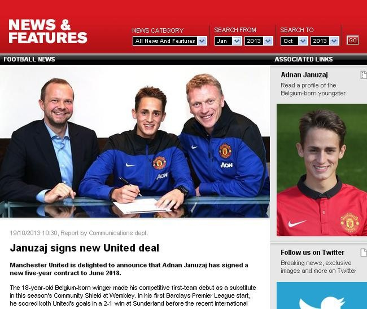 Manchester United, Adnan Januzaj ile 5 Yıllık Sözleşme İmzaladı