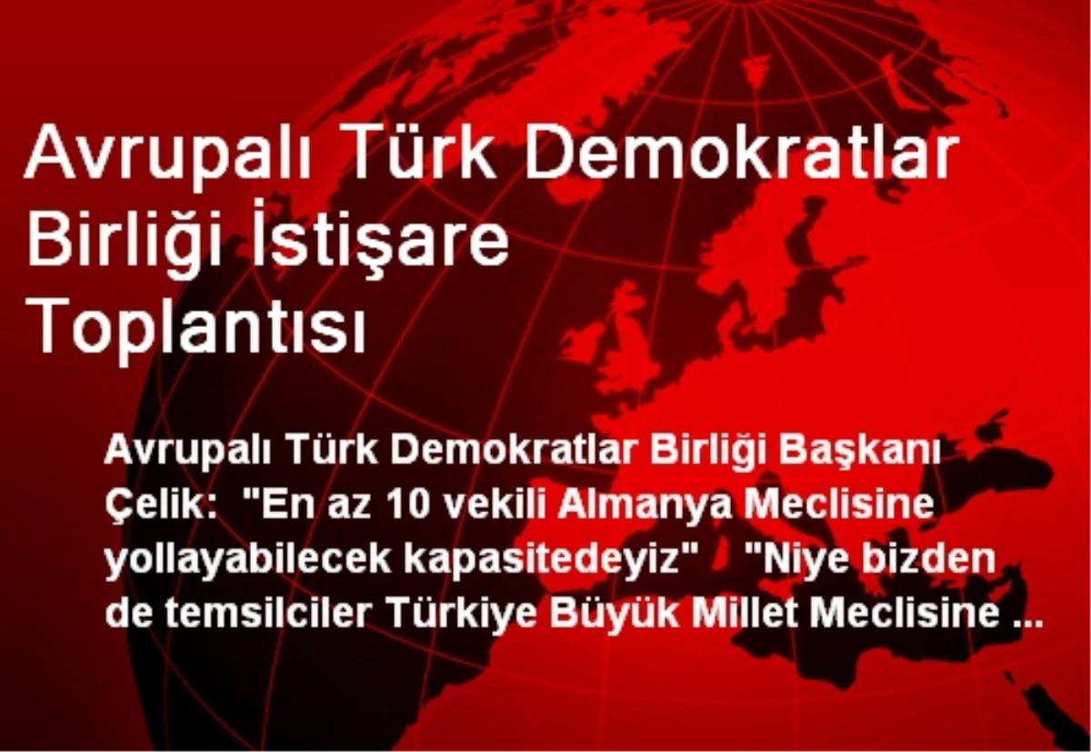 Avrupalı Türk Demokratlar Birliği İstişare Toplantısı