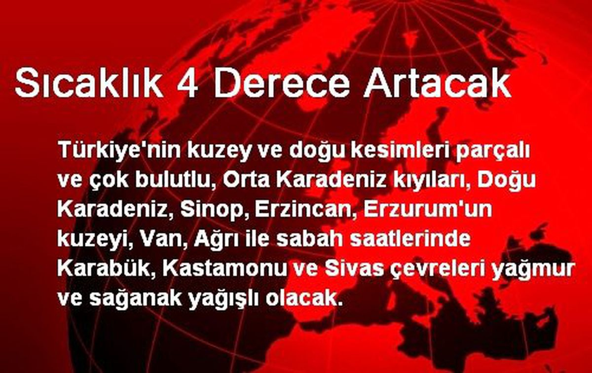 Sıcaklık 4 Derece Artacak