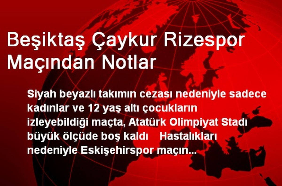 Beşiktaş Çaykur Rizespor Maçından Notlar