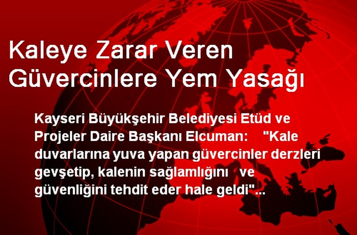 Kaleye Zarar Veren Güvercinlere Yem Yasağı