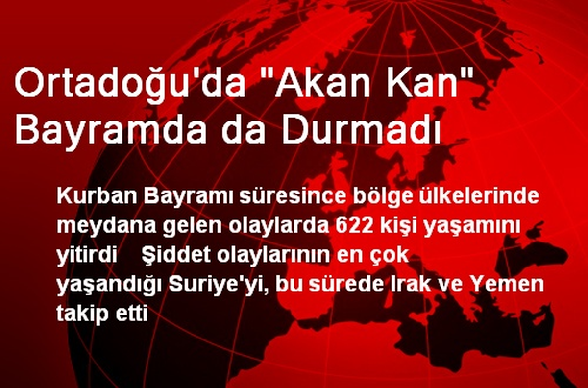 Ortadoğu\'da Kurban Bayramı Süresince 622 Kişi Öldü