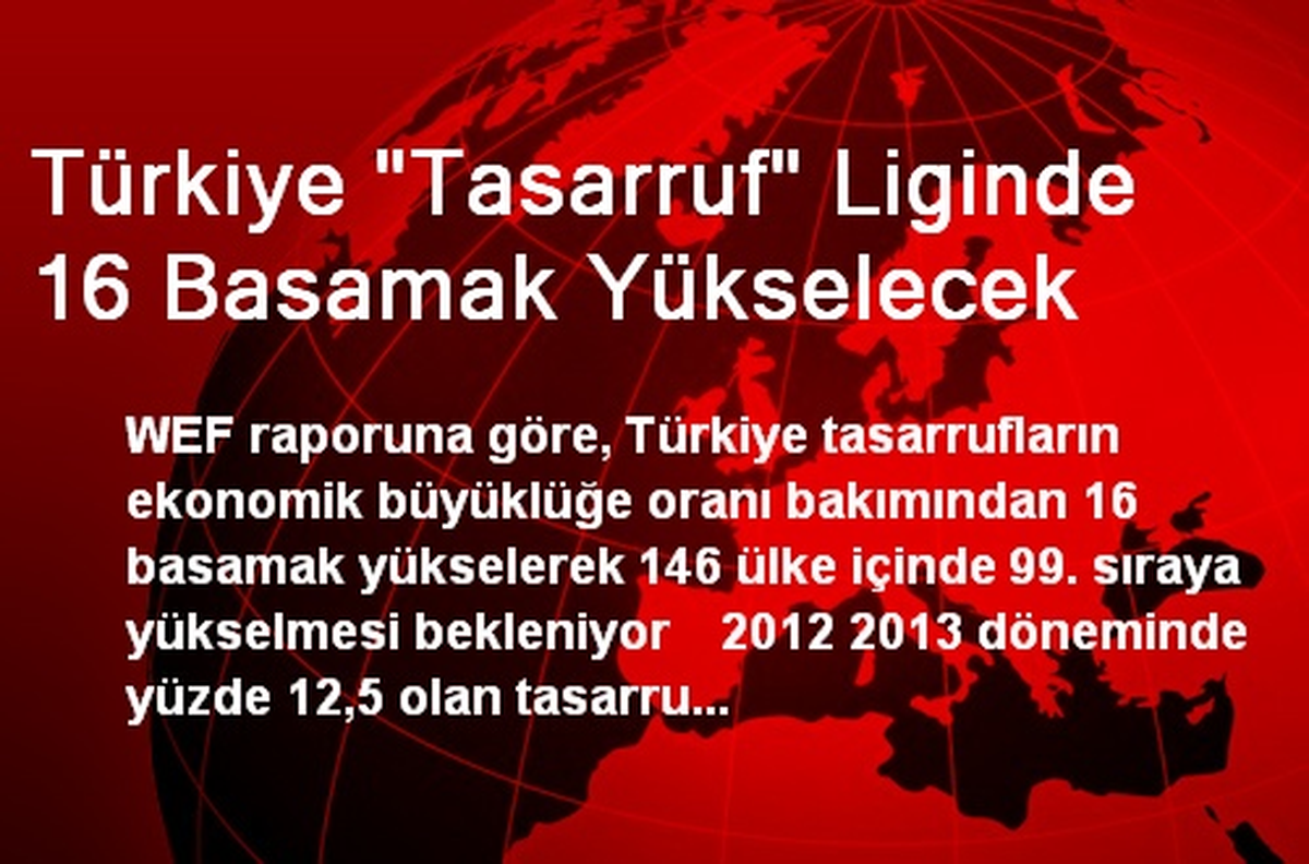 Türkiye "Tasarruf" Liginde 16 Basamak Yükselecek