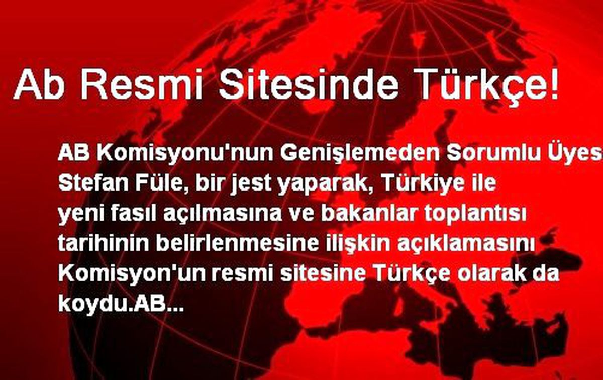 Ab Resmi Sitesinde Türkçe!