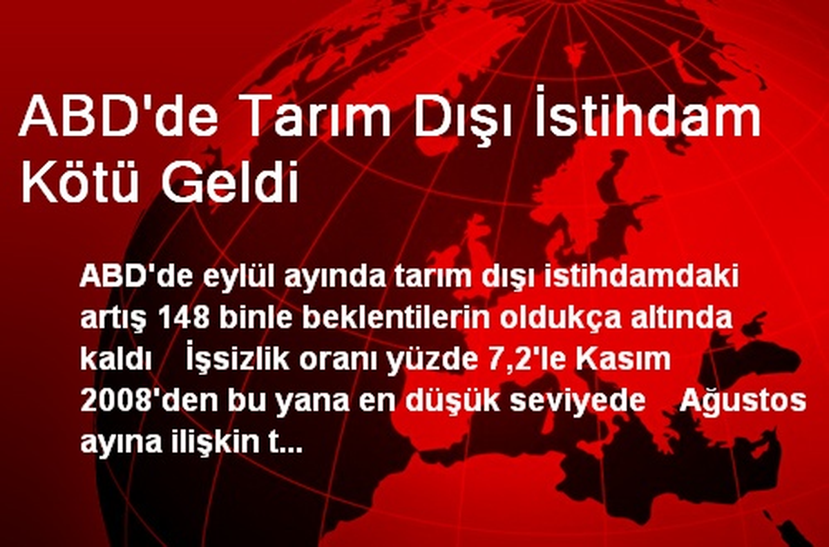 ABD\'de Tarım Dışı İstihdam Kötü Geldi