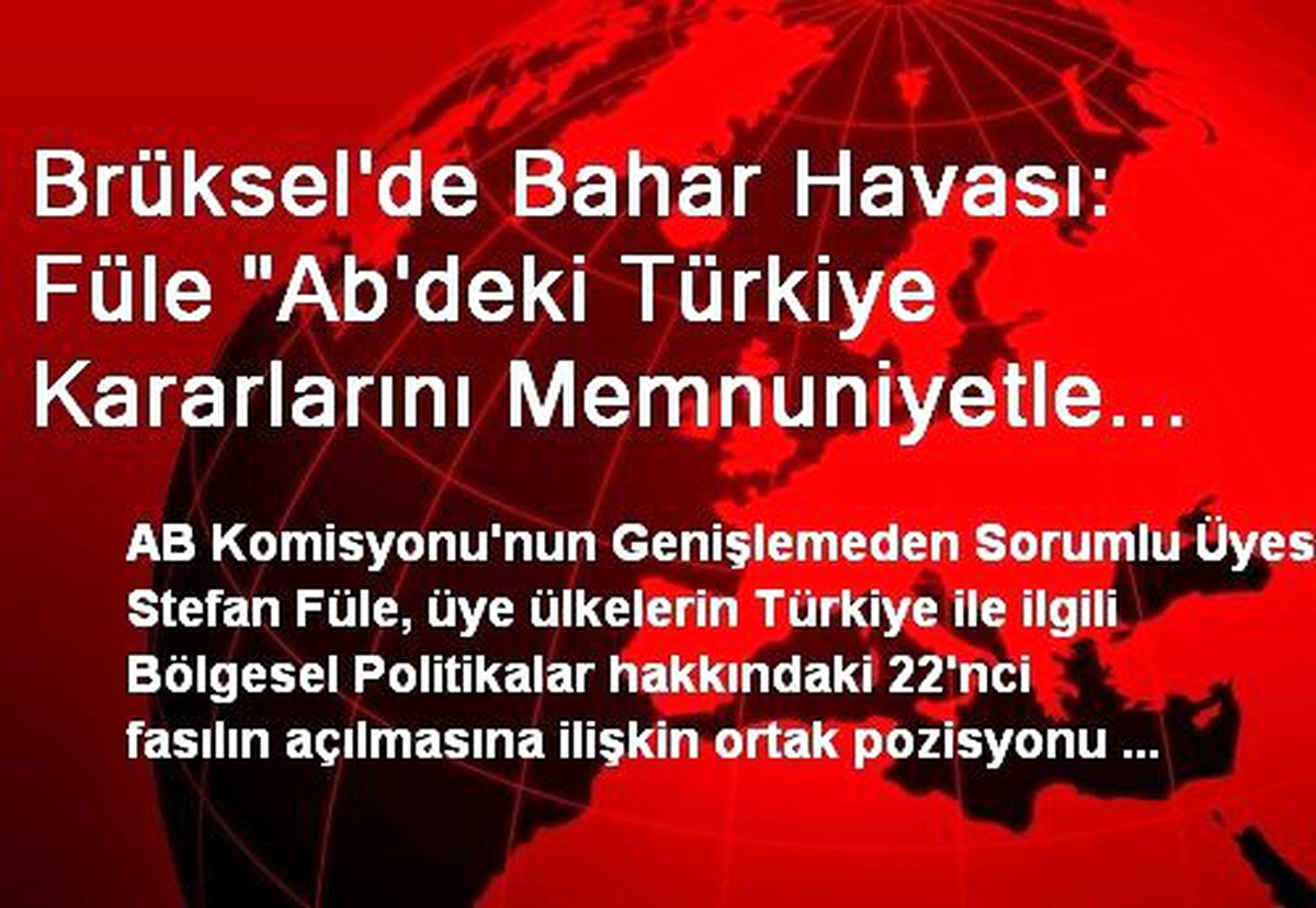 Brüksel\'de Bahar Havası: Füle "Ab\'deki Türkiye Kararlarını Memnuniyetle Karşılıyorum" Dedi