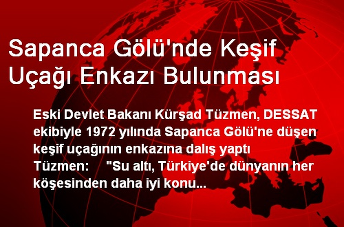 Sapanca Gölü\'nde Keşif Uçağı Enkazı Bulunması