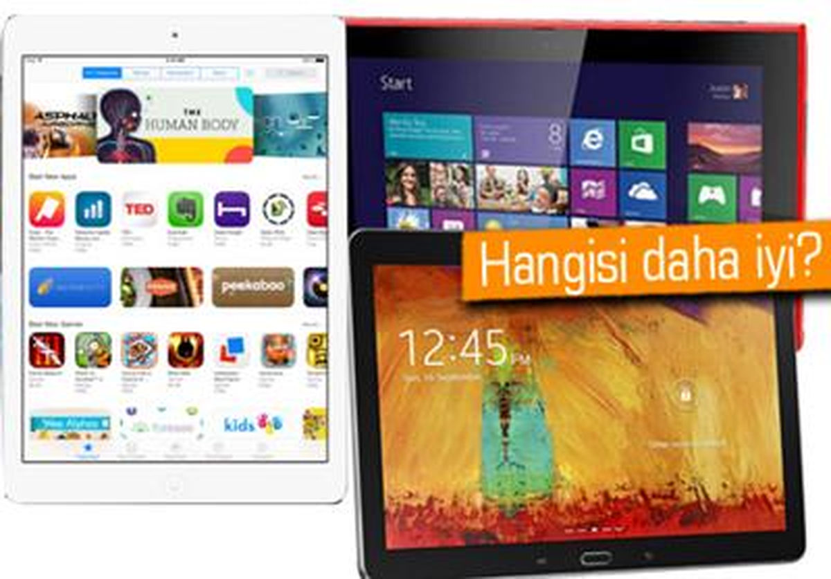 İpad Air, Lumia 2520 ve Galaxy Note 10.1\'in Karşısında