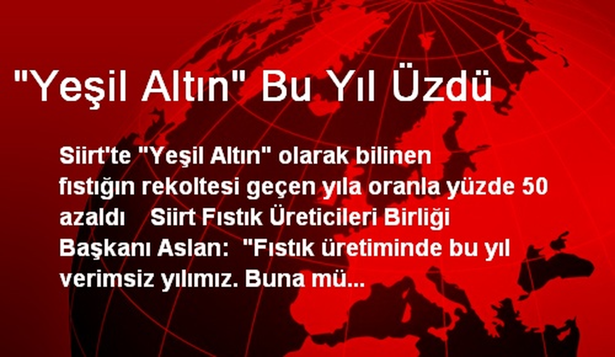 "Yeşil Altın" Bu Yıl Üzdü