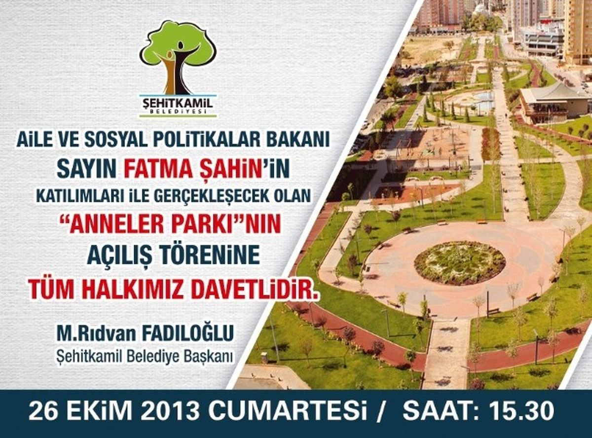Anneler Parkı\'nı Bakan Fatma Şahin Açacak
