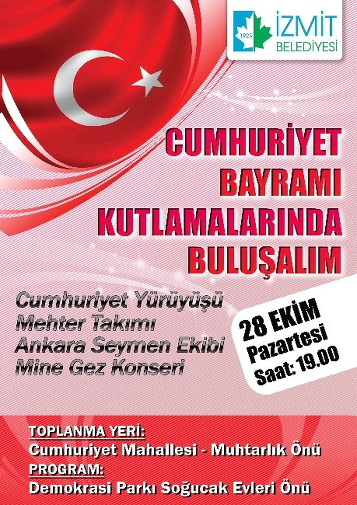 İzmit Belediyesi\'nden Cumhuriyet Yürüyüşü