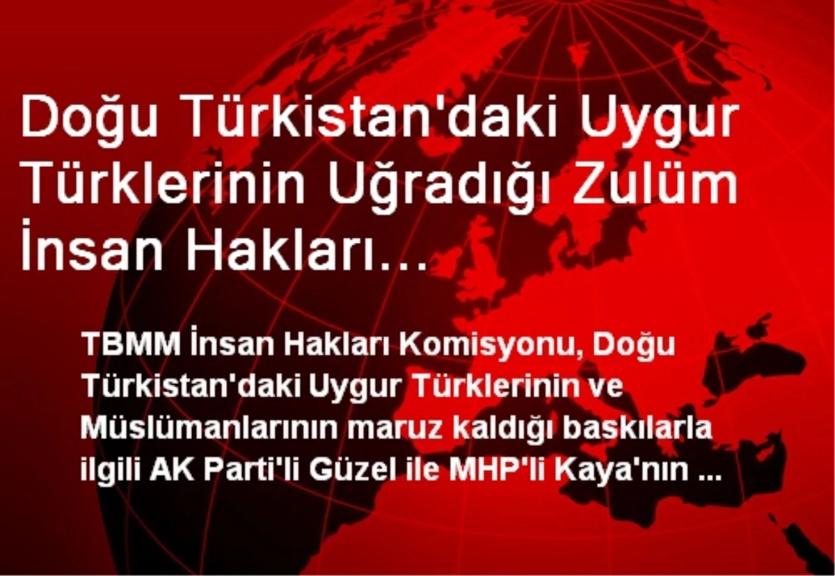 Doğu Türkistan\'daki Uygur Türklerinin Uğradığı Zulüm İnsan Hakları Komisyonu\'nun Gündeminde