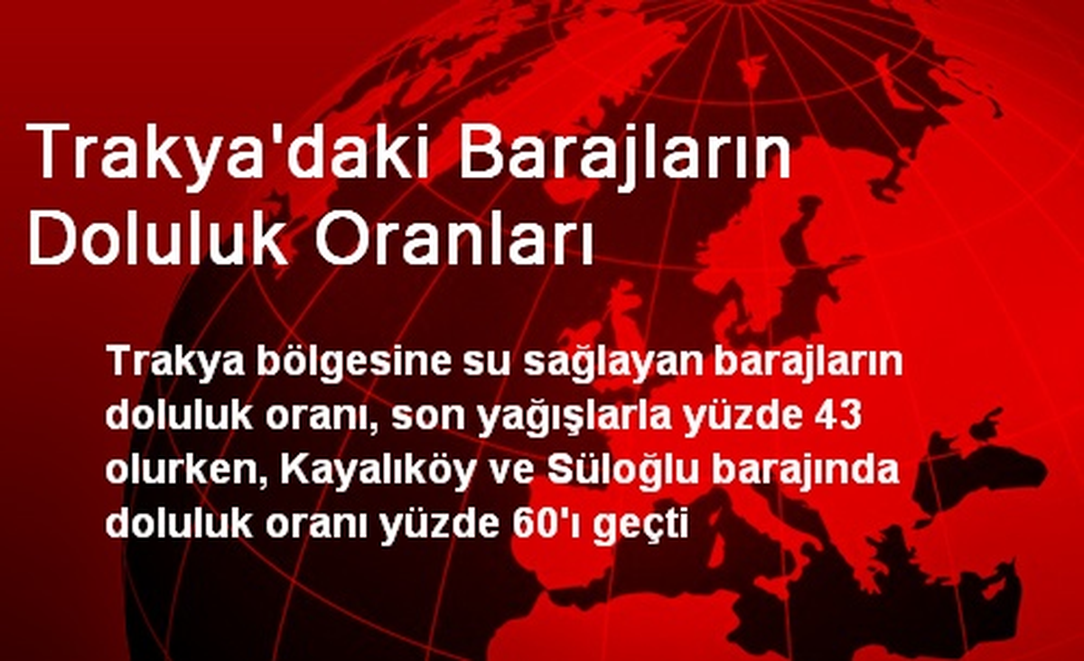 Trakya\'daki Barajların Doluluk Oranları