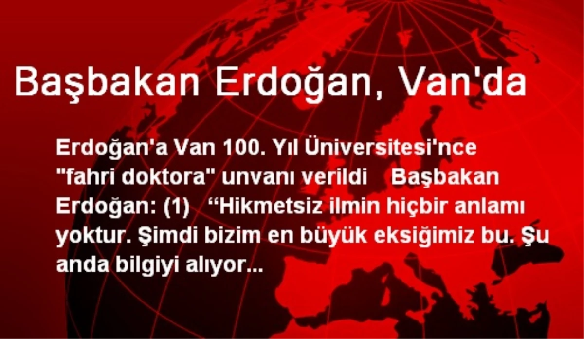 Başbakan Erdoğan, Van\'da