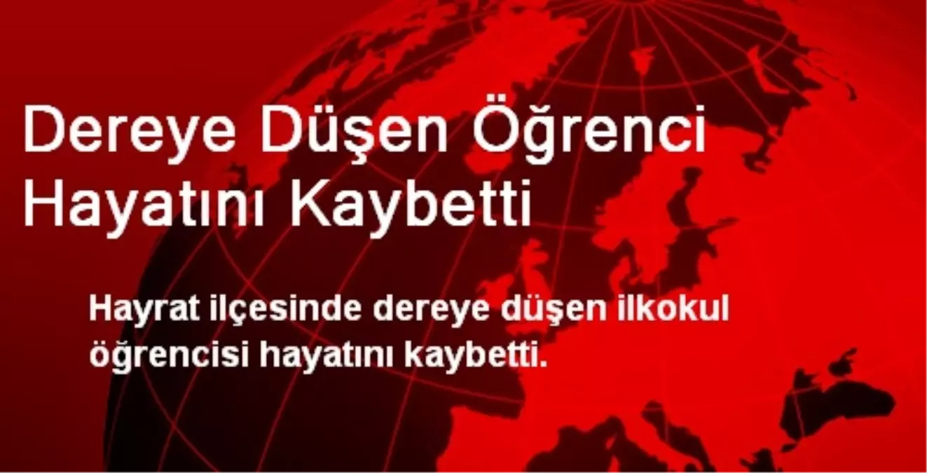 Dereye Düşen Öğrenci Hayatını Kaybetti