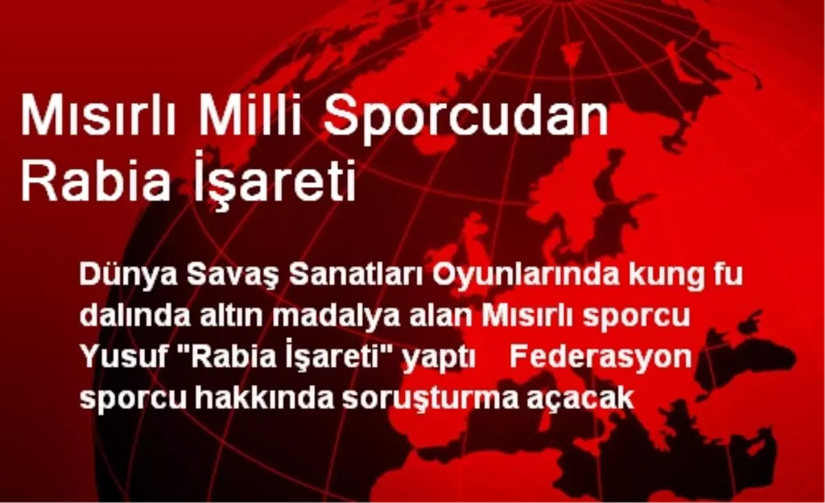 Mısırlı Milli Sporcudan Rabia İşareti