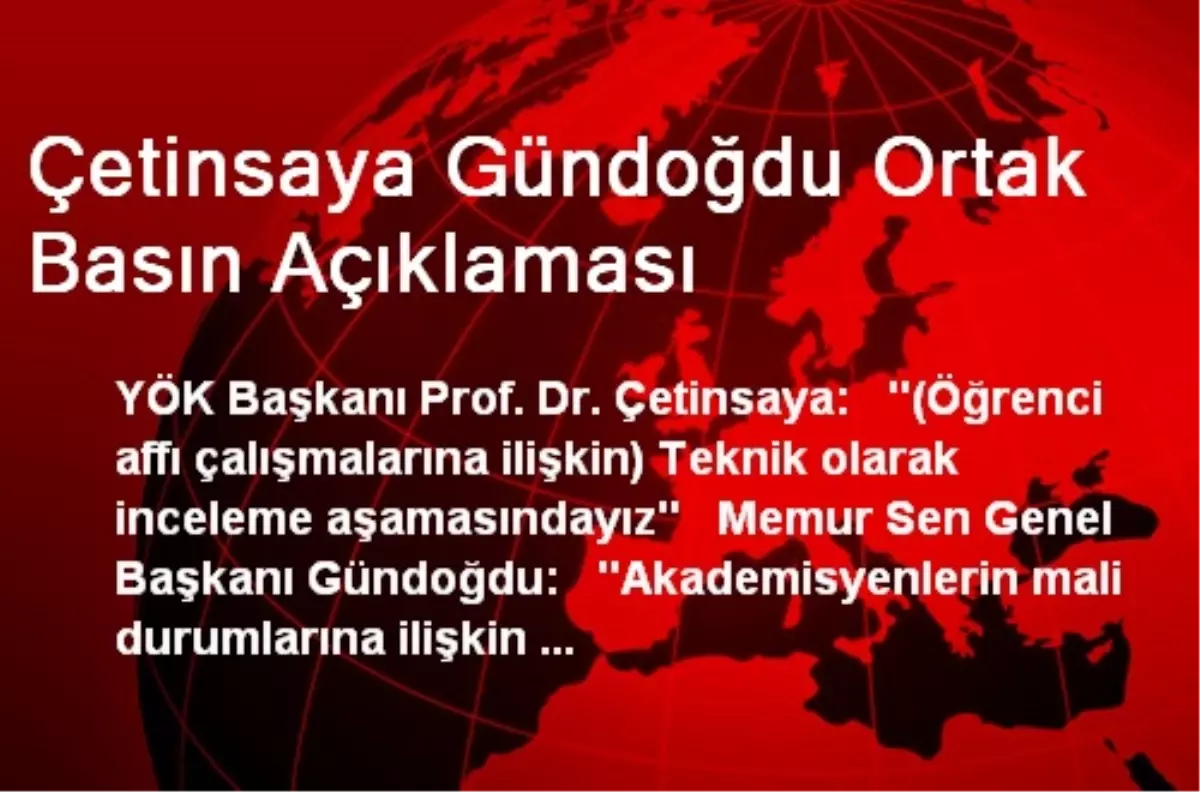 Çetinsaya Gündoğdu Ortak Basın Açıklaması