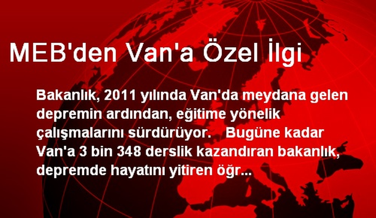 MEB\'den Van\'a Özel İlgi