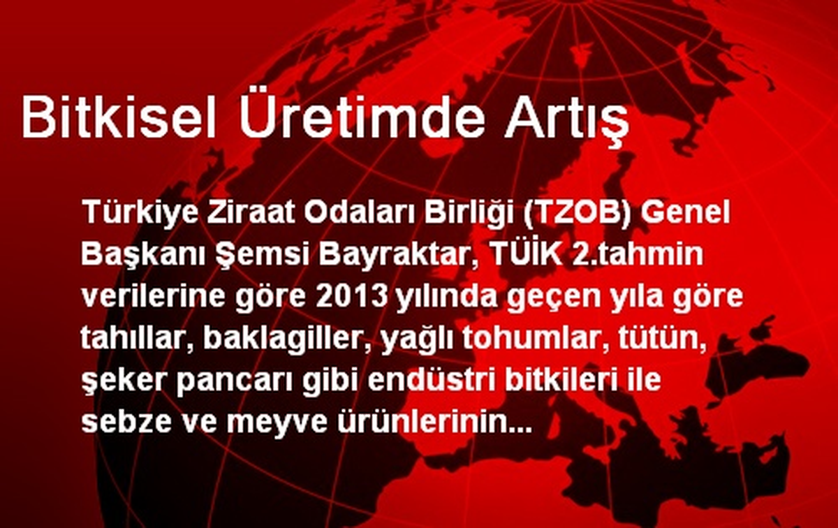 Bitkisel Üretimde Artış