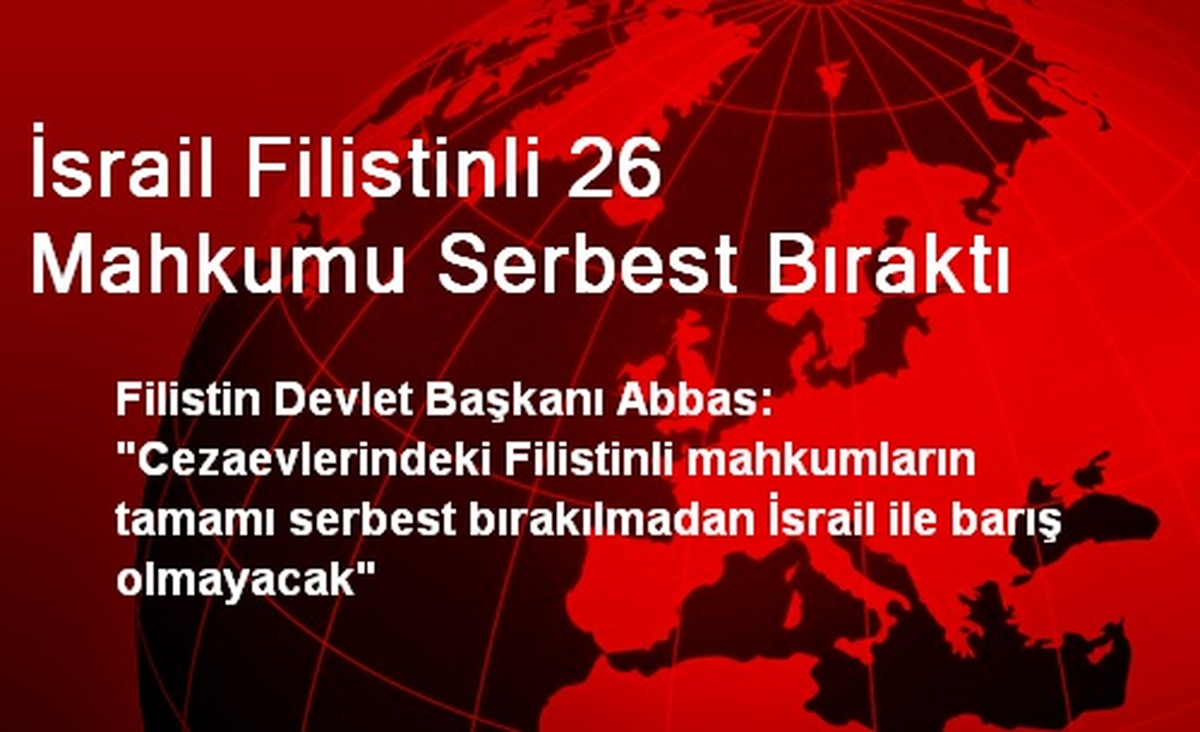 İsrail Filistinli 26 Mahkumu Serbest Bıraktı