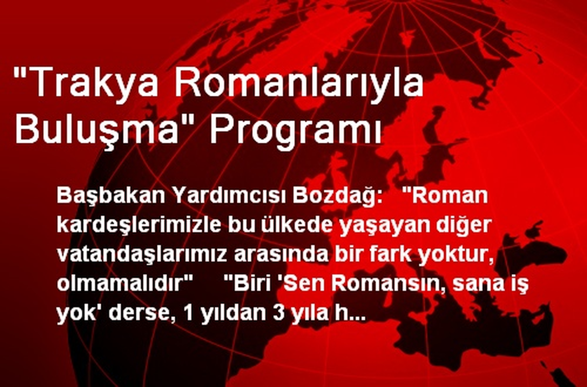 "Trakya Romanlarıyla Buluşma" Programı