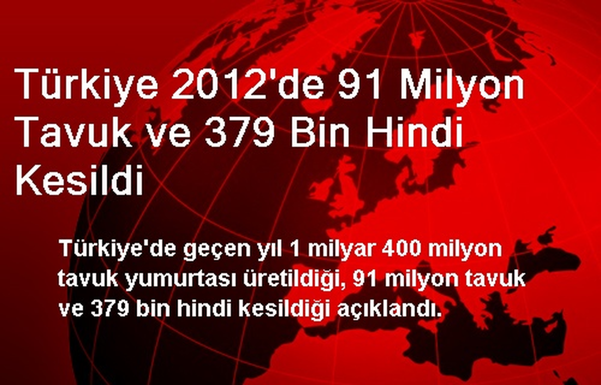 Türkiye 2012\'de 91 Milyon Tavuk ve 379 Bin Hindi Kesildi