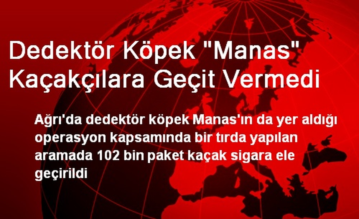 Dedektör Köpek "Manas" Kaçakçılara Geçit Vermedi