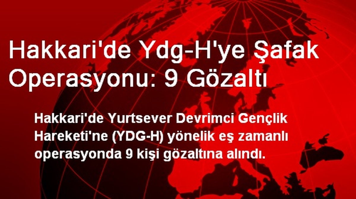 Hakkari\'de YDG-H\'ye Şafak Operasyonu: 9 Gözaltı