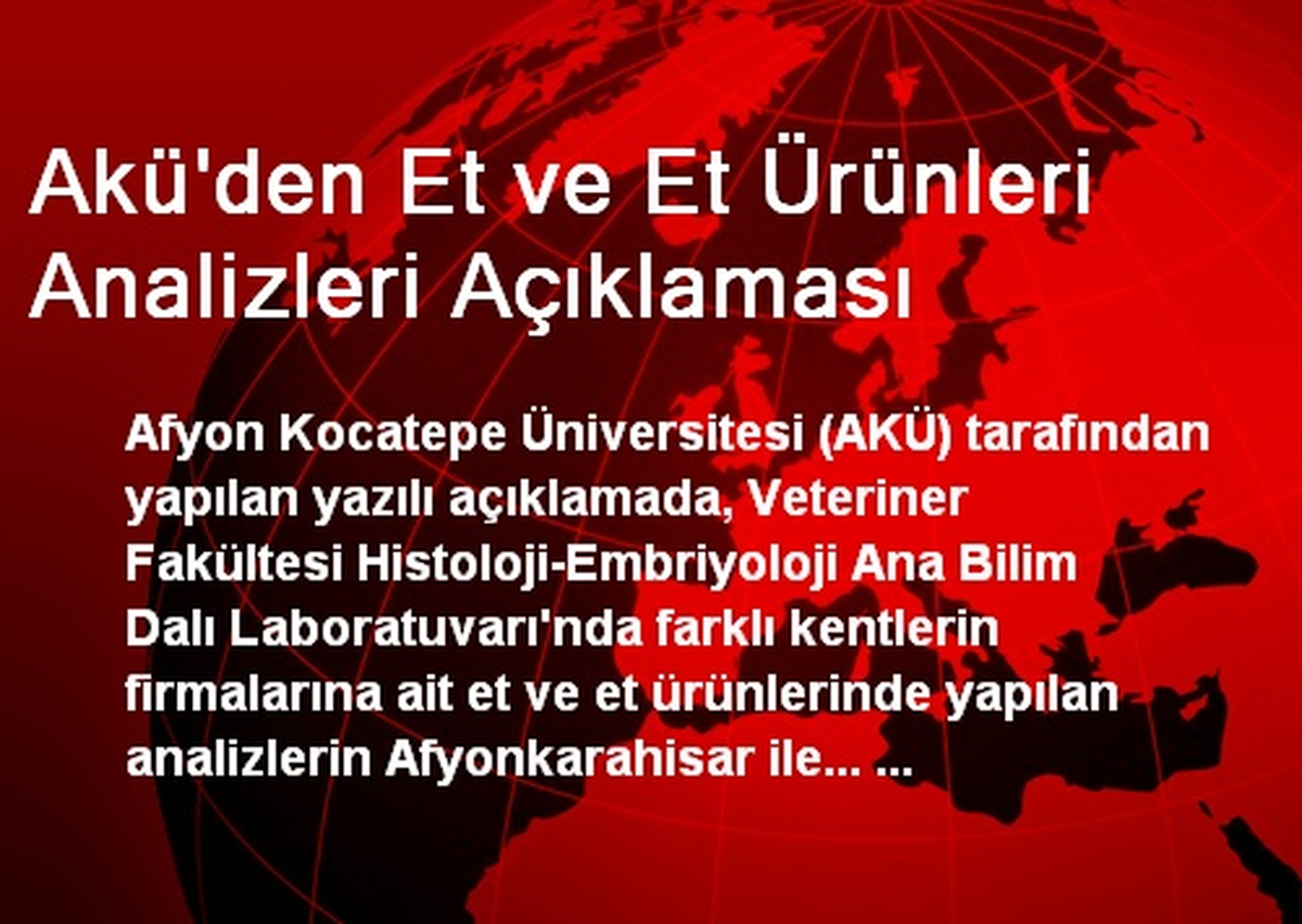 Akü\'den Et ve Et Ürünleri Analizleri Açıklaması