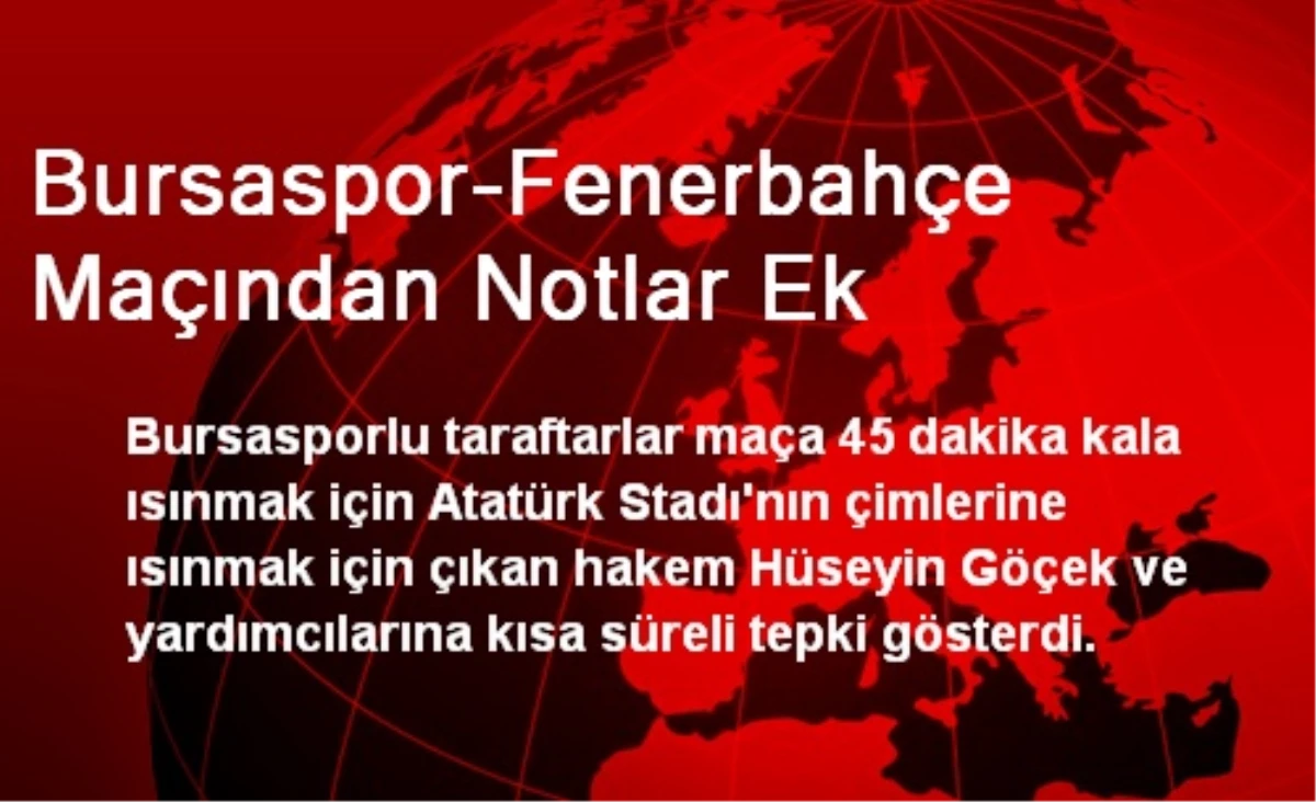 Bursaspor-Fenerbahçe Maçından Notlar Ek