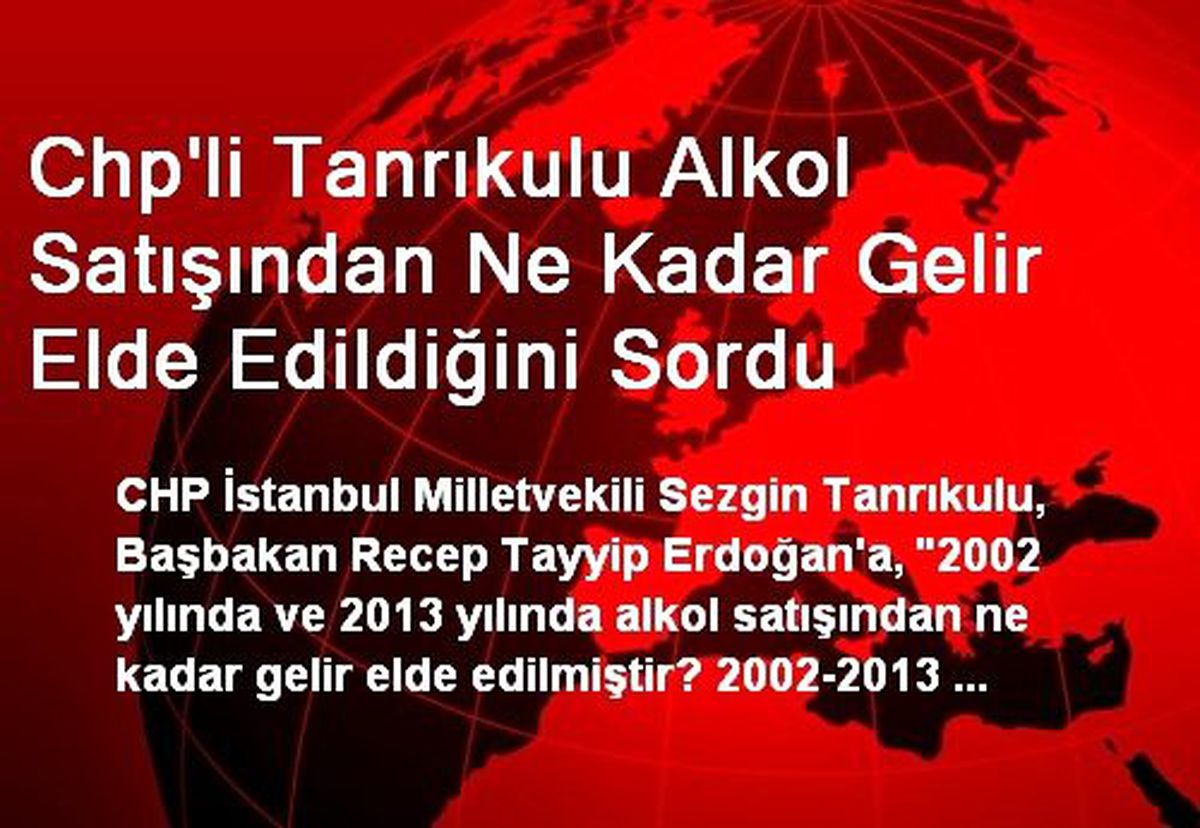 Chp\'li Tanrıkulu Alkol Satışından Ne Kadar Gelir Elde Edildiğini Sordu
