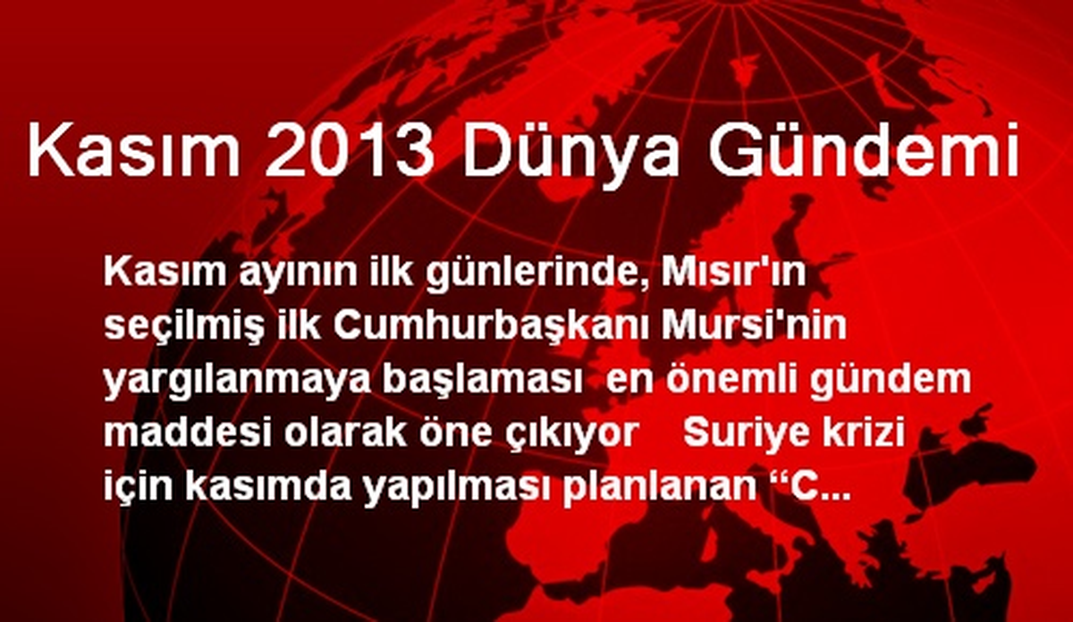 Kasım 2013 Dünya Gündemi