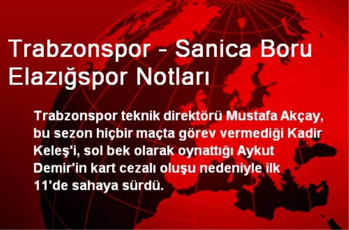Trabzonspor - Sanica Boru Elazığspor Notları
