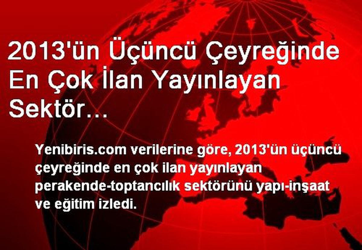 2013\'ün Üçüncü Çeyreğinde En Çok İlan Yayınlayan Sektör Perakende-Toptancılık Oldu