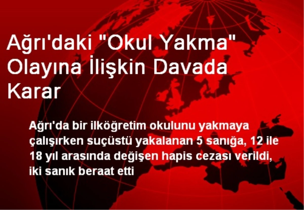 Ağrı\'daki "Okul Yakma" Olayına İlişkin Davada Karar