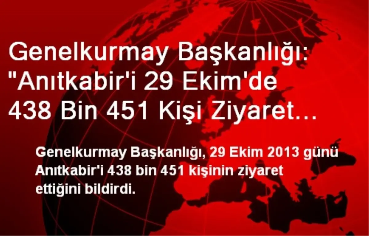 Genelkurmay Başkanlığı: "Anıtkabir\'i 29 Ekim\'de 438 Bin 451 Kişi Ziyaret Etti"